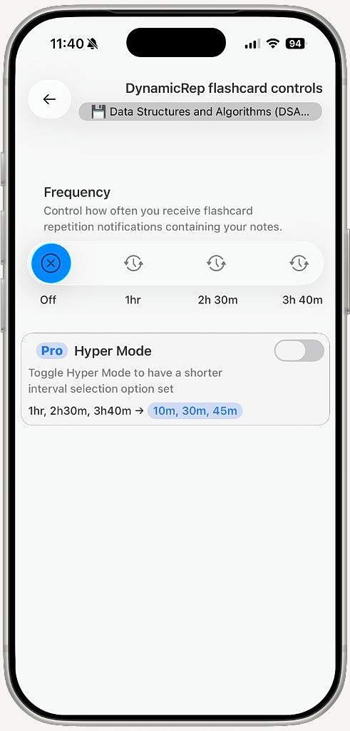 DynamicRep flashcard controls