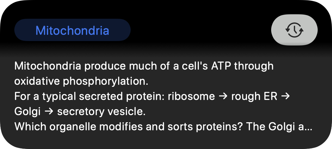 Live Activity: mitochondria and recall pathway